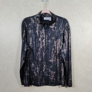 01109 Chico's Travelers black & tan snakeprint & embossed zip front jacket 3 XL